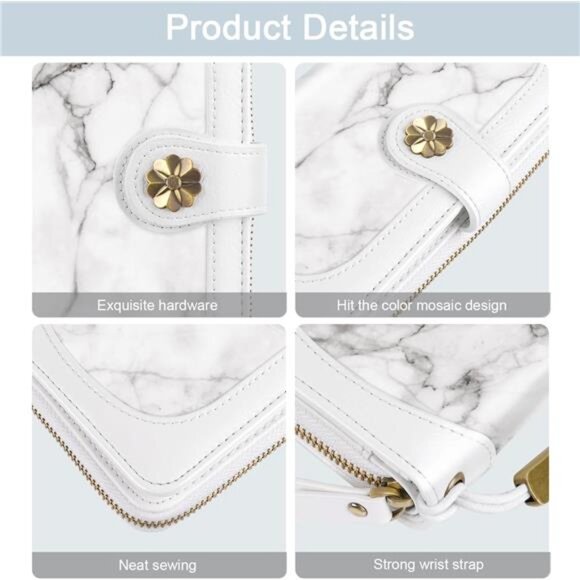 Wallets Multi Card Holder Clutch Marble White - Picture 6 of 7